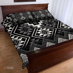 Black Taniko Aotearoa Quilt Bed Set Niho Taniwha Mix Poutama