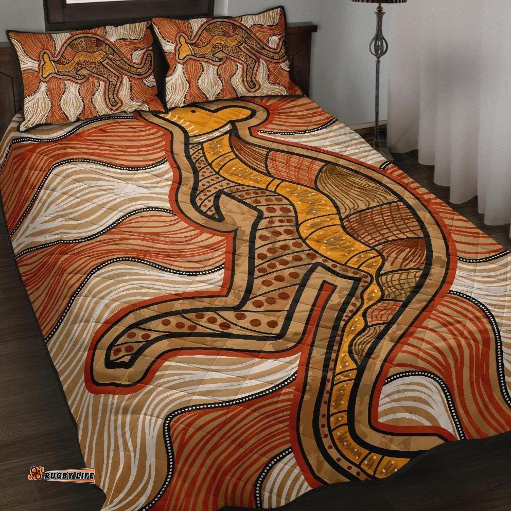 Aboriginal Quilt Bed Set Indigenous Kangaroo Vintage Stye