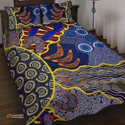 Aboriginal Quilt Set Cover, Australian Boomerang Dot Painting Art