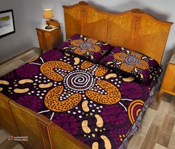 Aboriginal Quilt Bed Set Flowers Dot Panting Art