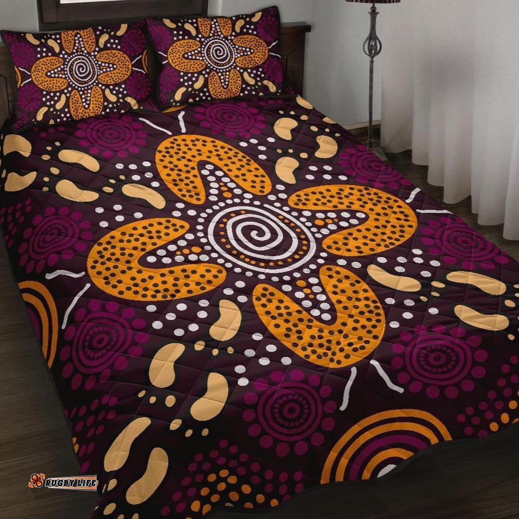 Aboriginal Quilt Bed Set Flowers Dot Panting Art