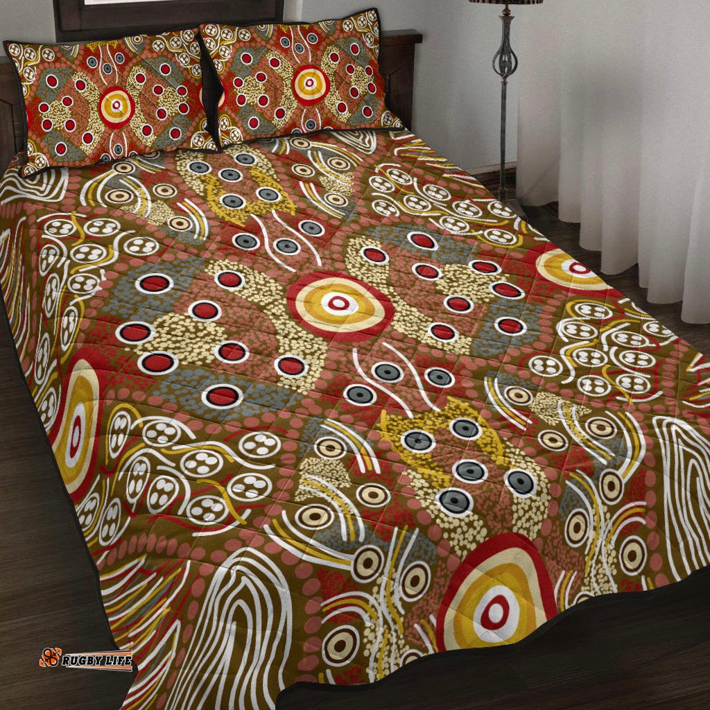 aboriginal art dot vibes quilt bed set indigenous no2