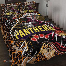 Panthers Rugby League Football Club Quilt Bed Set The Indigenous Wild Black Panthers Scratch Style