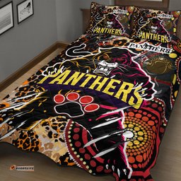 Panthers Rugby League Football Club Quilt Bed Set The Indigenous Wild Black Panthers Scratch Style