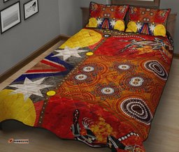 Quilt Bed Set Aboriginal Dot Painting and Flags, Crocodile