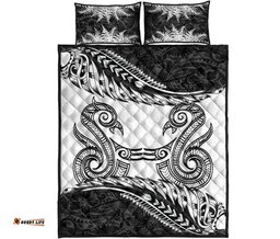Aotearoa Quilt Bed Set Maori Manaia With Silver Fern