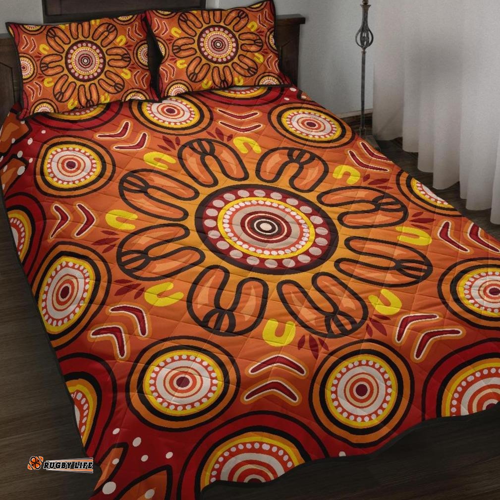 Aboriginal Quilt Bed Set Circle Flowers Patterns VER01
