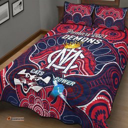 Melbourne Demons Indigenous Quilt Bed Set Football Premiers The King