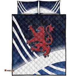 Scotland Celtic Quilt Bed Set Scottish Flag Lion Polygon Style