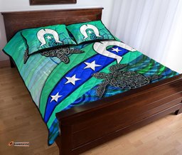 Personalised Quilt Bed Set Torres Strait Flag And Turtle