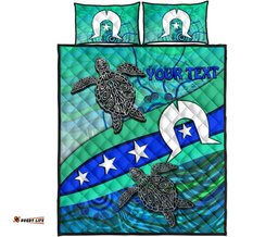 Personalised Quilt Bed Set Torres Strait Flag And Turtle