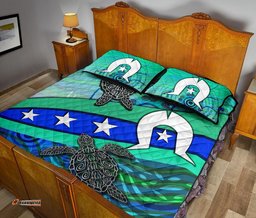 Personalised Quilt Bed Set Torres Strait Flag And Turtle