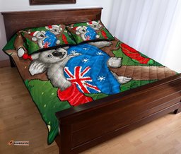 Christmas Quilt Bed Set Australia Flag with Koala Ugly Christmas