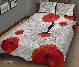 ANZAC Maori Quilt Bed Set Silver Fern Lest For Get