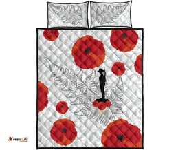ANZAC Maori Quilt Bed Set Silver Fern Lest For Get