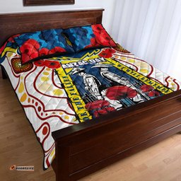 Cowboys ANZAC Day Watercolour Rugby Quilt Bed Set Custom Remembrance Cowboys With Poppy Flower