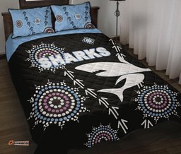 cronulla quilt bed set sharks simple indigenous black