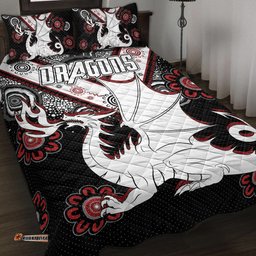 St. George Rugby Quilt Bed Set Custom Aboriginal Dragons Quilt Bed Set