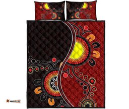 Aboriginal Quilt Bed Set Australia Flag Dot Painting Art
