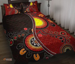 Aboriginal Quilt Bed Set Australia Flag Dot Painting Art