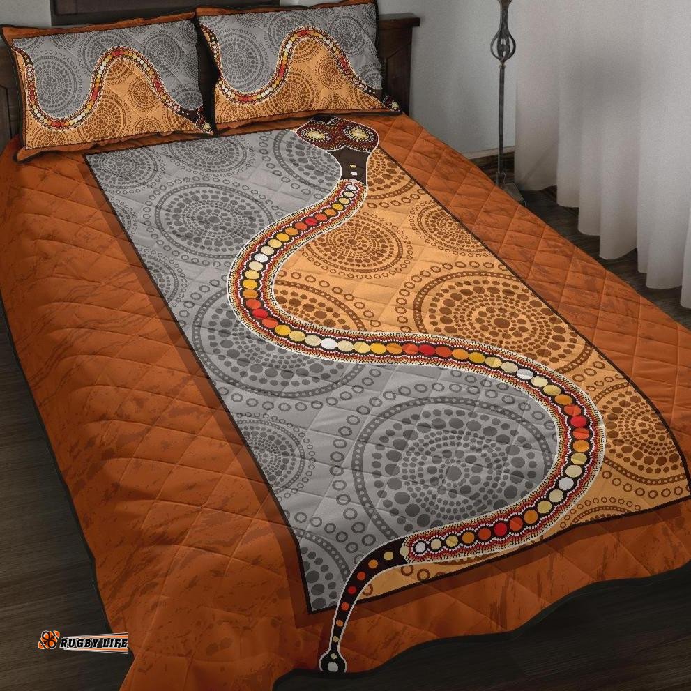 Aboriginal Quilt Bed Set, Indigenous Snake