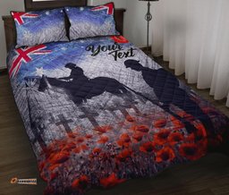 Custom Text ANZAC Day Quilt Bed Set Lest We Forget Vintage Poppies
