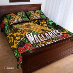 Wallabies Rugby Quilt Bed Set ANZAC Day Aboriginal Wallabies Kangaroo Quilt Bed Set