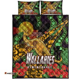 Wallabies Rugby Quilt Bed Set ANZAC Day Aboriginal Wallabies Kangaroo Quilt Bed Set