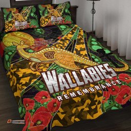 Wallabies Rugby Quilt Bed Set ANZAC Day Aboriginal Wallabies Kangaroo Quilt Bed Set