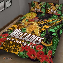 Wallabies Rugby Quilt Bed Set ANZAC Day Aboriginal Wallabies Kangaroo Quilt Bed Set