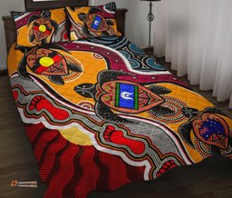 Aboriginal Quilt Bed Set Indigenous Dots With Turtle and NAIDOC Flags