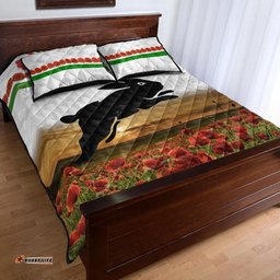 Custom Personalised South Sydney Rabbitohs ANZAC Quilt Bed Set Poppy Flowers Vibes White