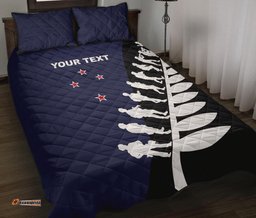 New Zealand Quilt Bed Set, Lest We Forget ANZAC Fern Customized Quilt And Pillow Cover