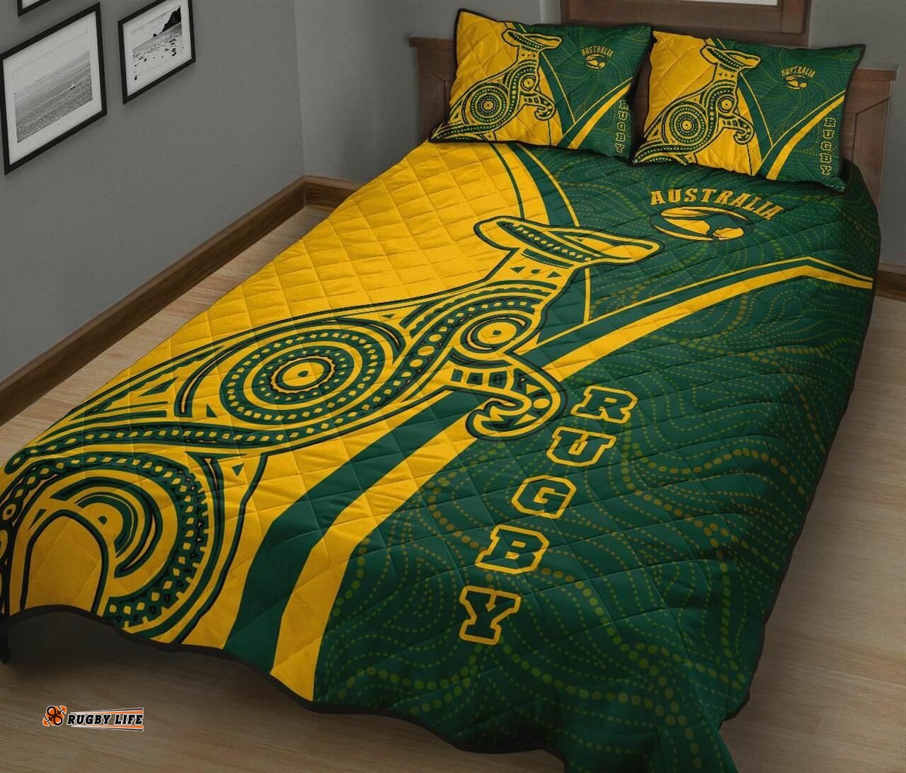 australia quilt bed set australian kangaroo & aboriginal patterns