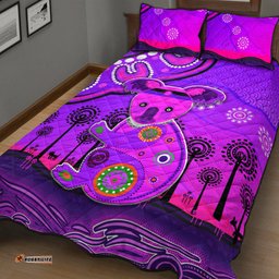 Aboriginal Art Koala Quilt Bed Set Indigenous Unique Vibes Purple