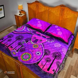Aboriginal Art Koala Quilt Bed Set Indigenous Unique Vibes Purple