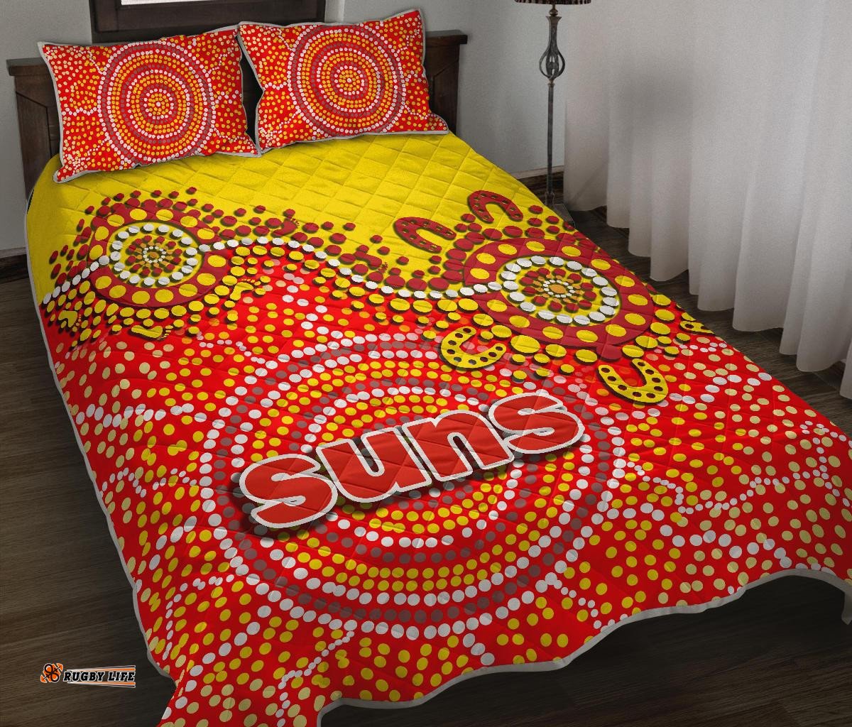 Gold Coast Quilt Bed Set Suns Aboriginal