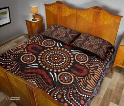 Aboriginal Quilt Bed Set Boomerang Circle Dot Painting Art Ver02