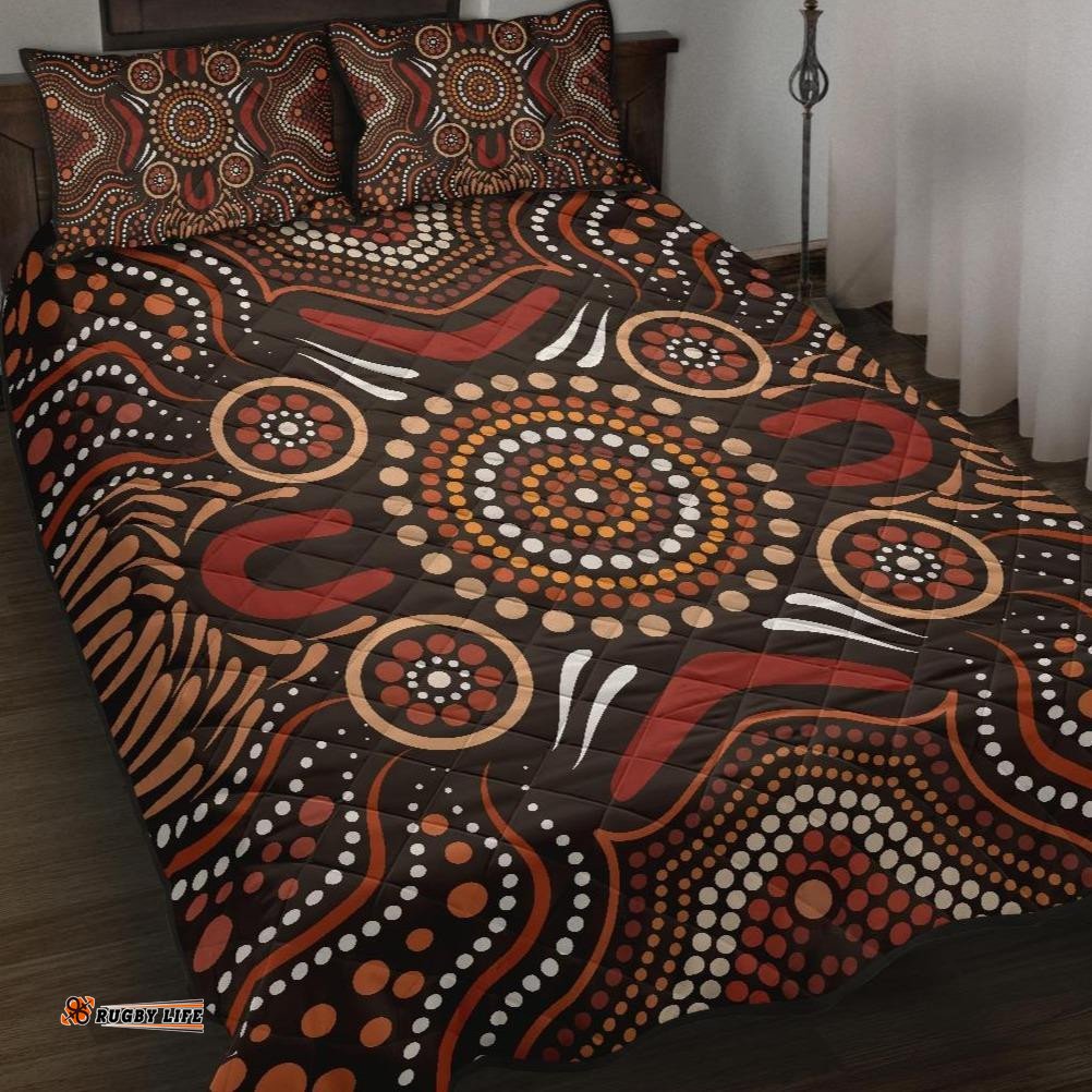 Aboriginal Quilt Bed Set Boomerang Circle Dot Painting Art Ver02