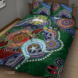 personalised rabbitohs naidoc week 2024 quilt bed set australia aboriginal dot painting dt02