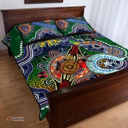 personalised rabbitohs naidoc week 2024 quilt bed set australia aboriginal dot painting dt02