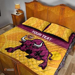 Custom Australia Queensland Cricket Quilt Bed Set Go Bulls Aboriginal Art
