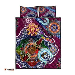 custom naidoc week 2024 brisbane lions quilt bed set australia aboriginal dot painting dt02
