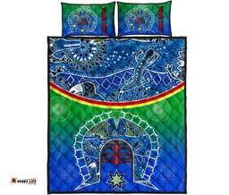 Personalised Quilt Bed Set Torres Strait Symbol With Aboriginal Patterns