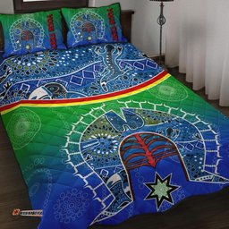Personalised Quilt Bed Set Torres Strait Symbol With Aboriginal Patterns