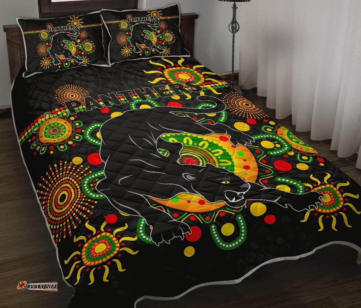 penrith quilt bed set indigenous panthers black