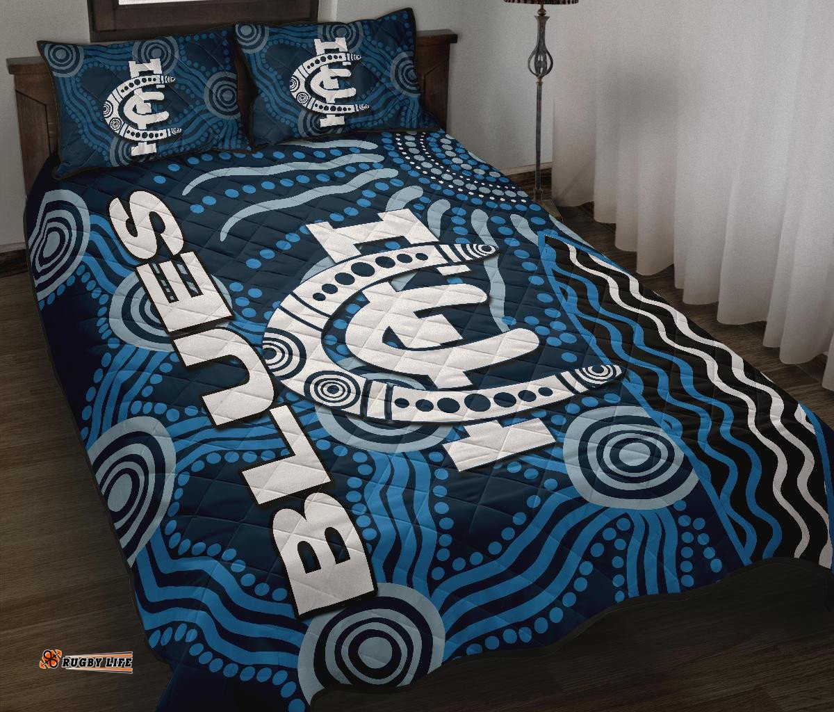 Carlton Blues Quilt Bed Set Aboriginal