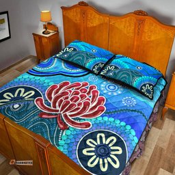New South Wales Waratahs Aboriginal Quilt Bed Set Indigenous Wave Vibes