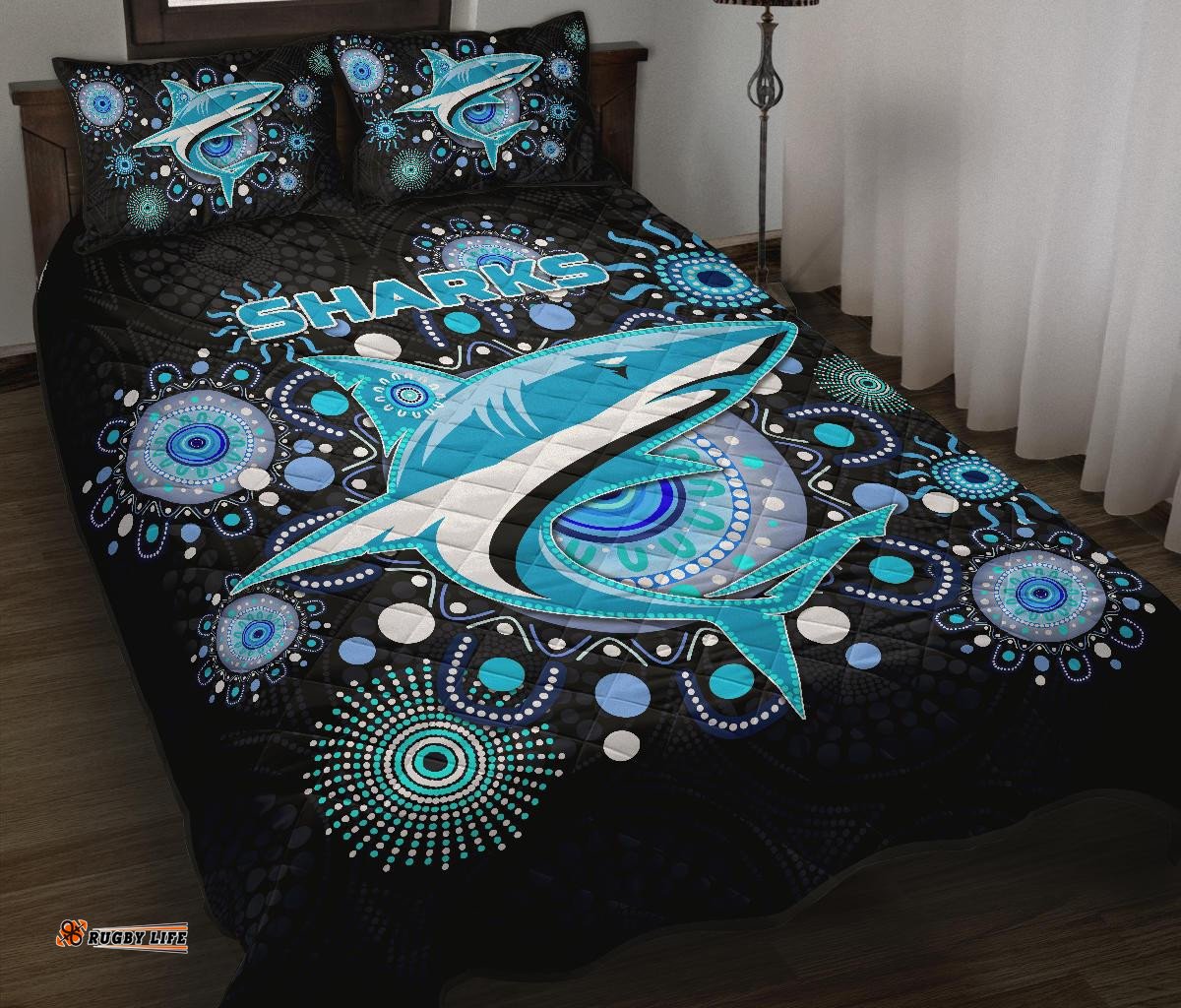 cronulla quilt bed set sharks indigenous