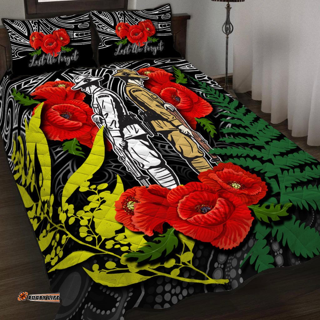 ANZAC Day Quilt Bed Set Maori Patterns White Color
